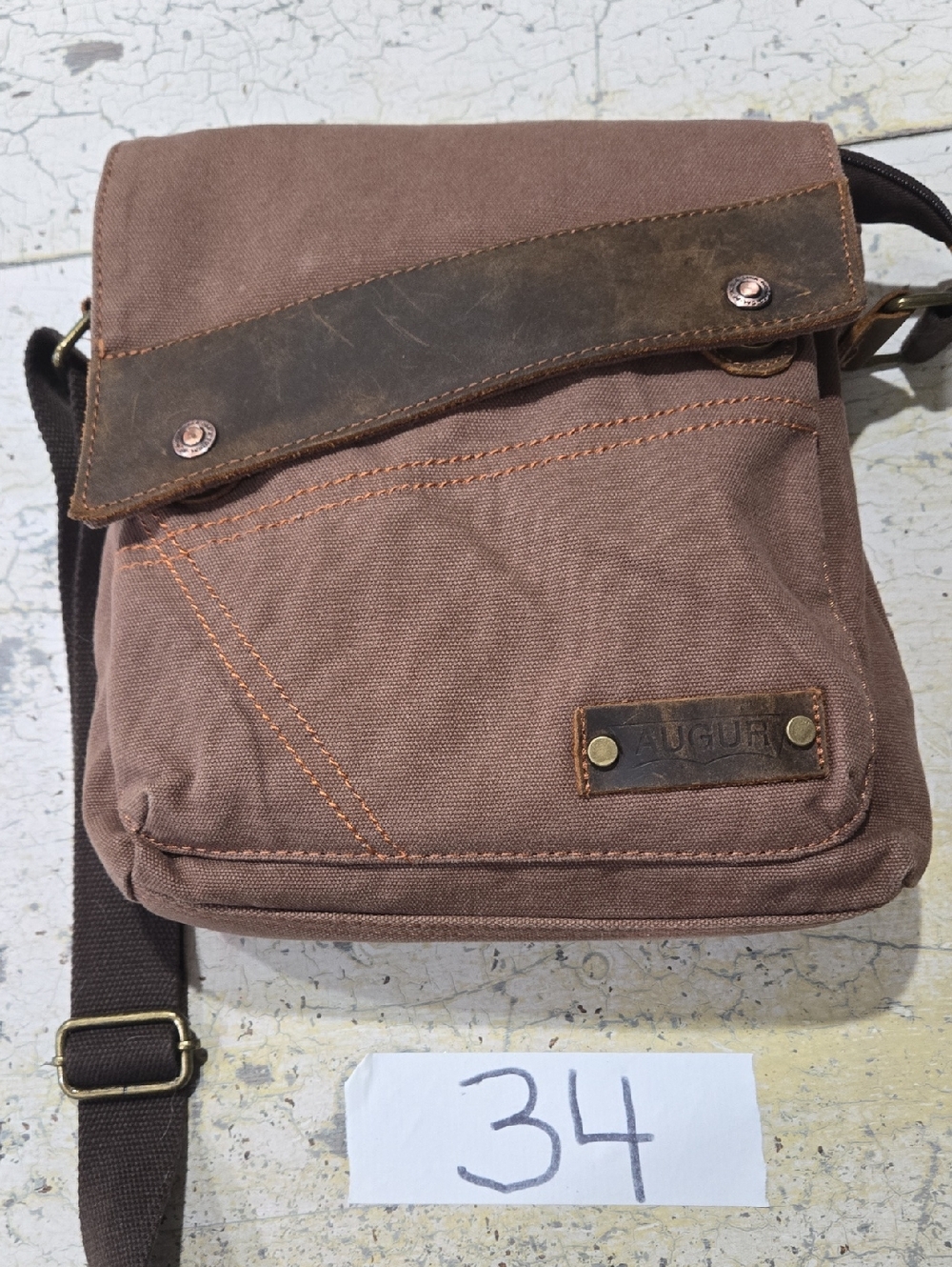 Augur Brown Canvas Messenger Bag for Men